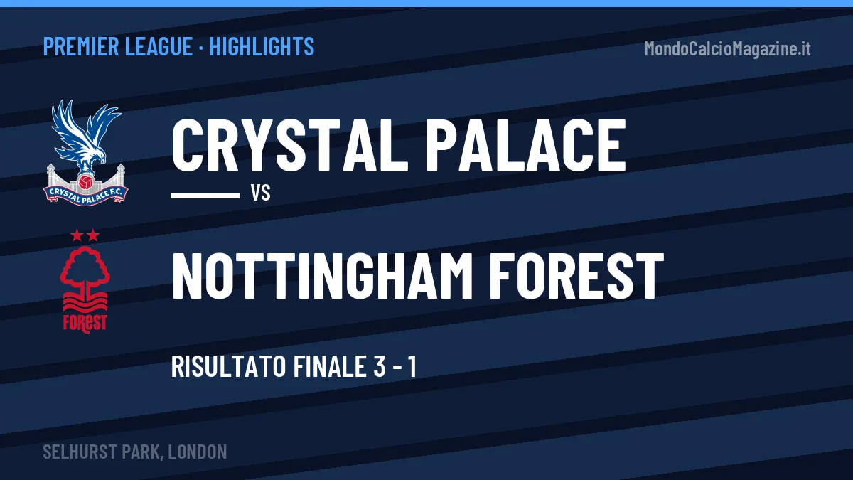 Highlights Crystal Palace-Nottingham Forest: gol e sintesi della partita (3-1)