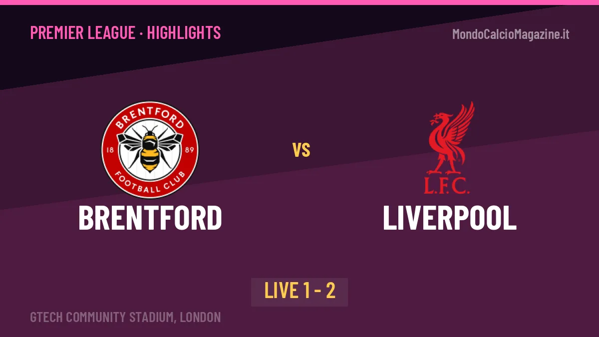 Brentford-Liverpool: video gol, azioni salienti e statistiche