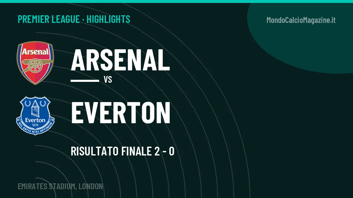 Gol e highlights di Arsenal-Everton 2-0: guarda la sintesi