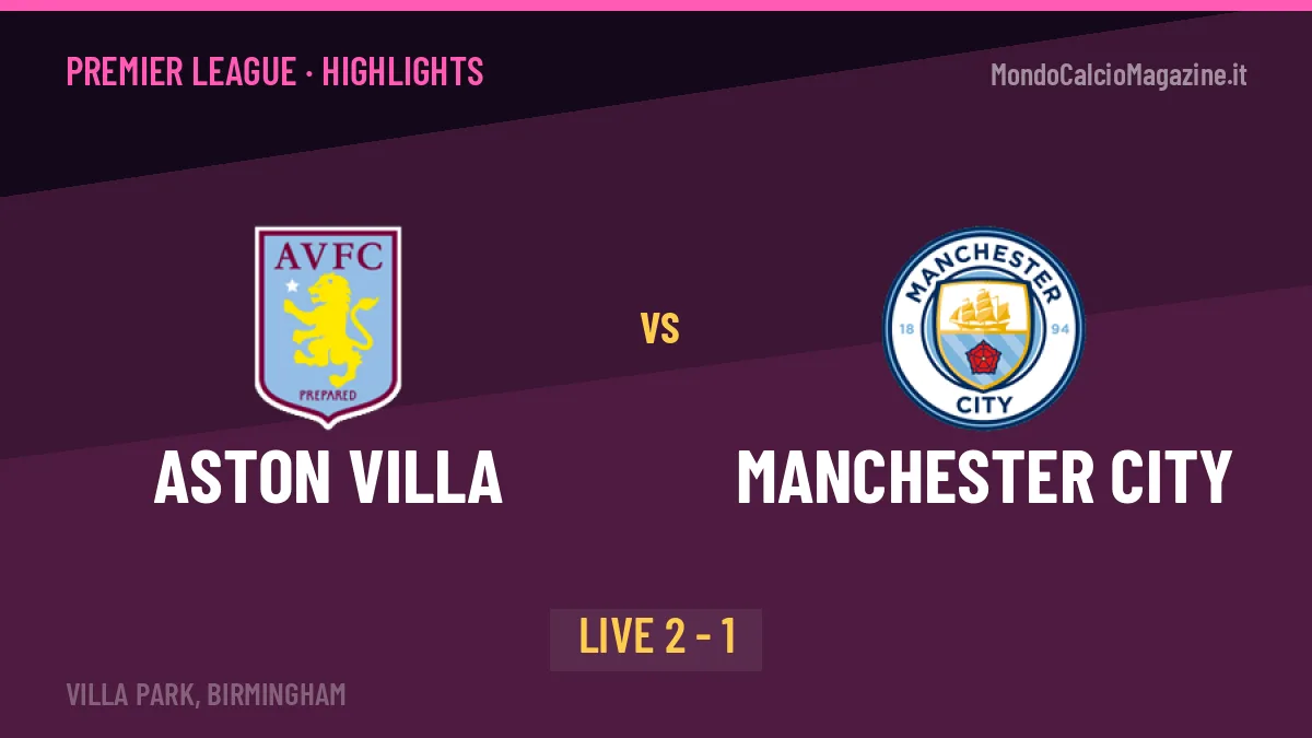 Aston Villa-Manchester City highlights: video, marcatori e statistiche