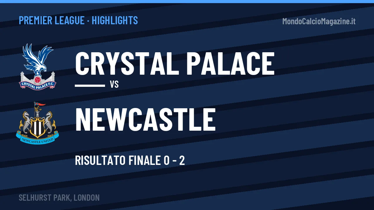 Rivedi Crystal Palace-Newcastle: highlights, gol e momenti chiave della partita