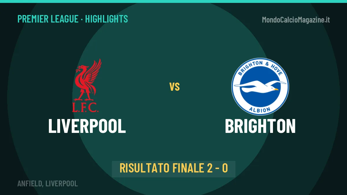 Liverpool-Brighton 2-0: highlights, video, azioni e gol del match