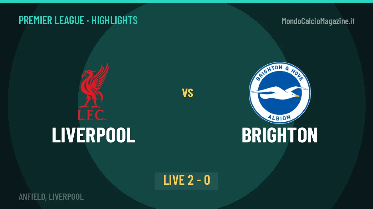 Liverpool-Brighton: highlights, video, azioni e gol del match