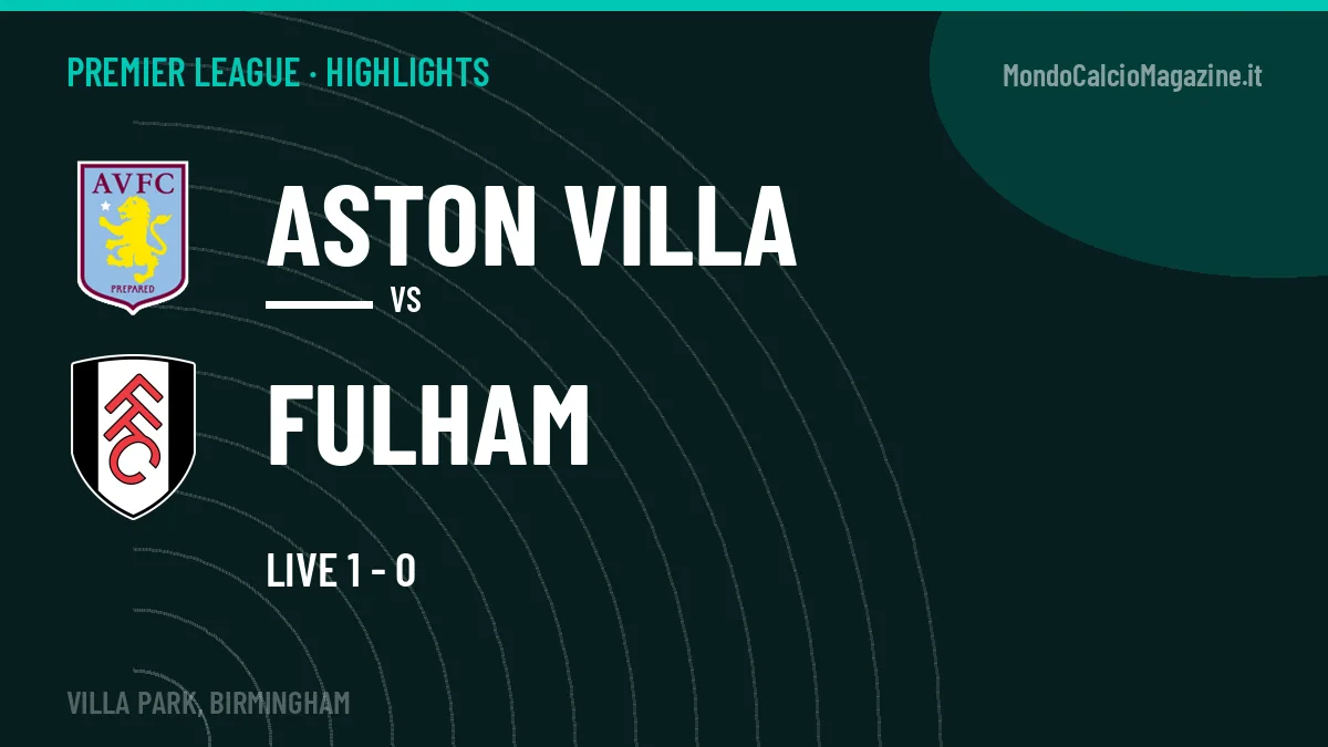 Video Aston Villa-Fulham: highlights e gol della partita di Premier League