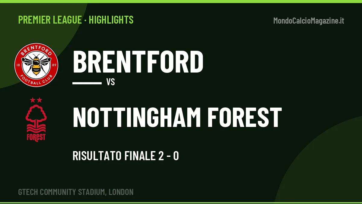 Gol e highlights di Brentford-Nottingham Forest 2-0: guarda la sintesi