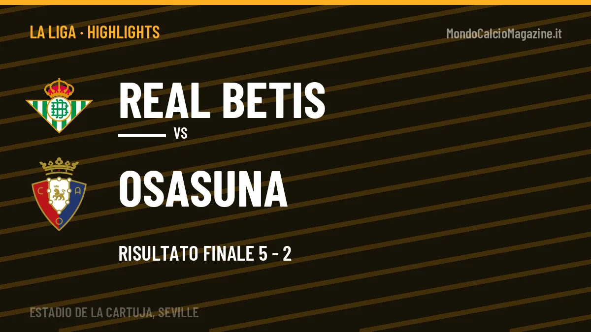 Highlights Real Betis-Osasuna: gol e sintesi della partita (5-2)