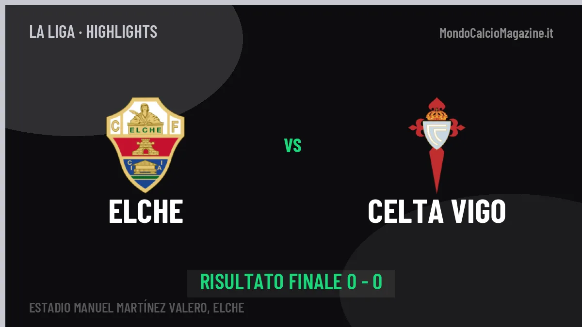 Elche-Celta Vigo 0-0, gli highlights: tutti i gol in video