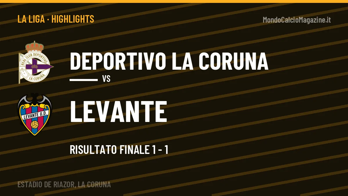 Highlights La Liga: Deportivo La Coruna-Levante 1-1 in video