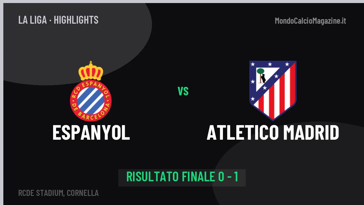 Espanyol-Atletico Madrid 0-1: highlights, video, azioni e gol del match
