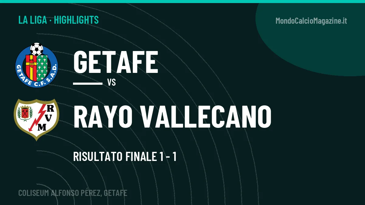 Highlights Getafe-Rayo Vallecano: gol e sintesi della partita (1-1)