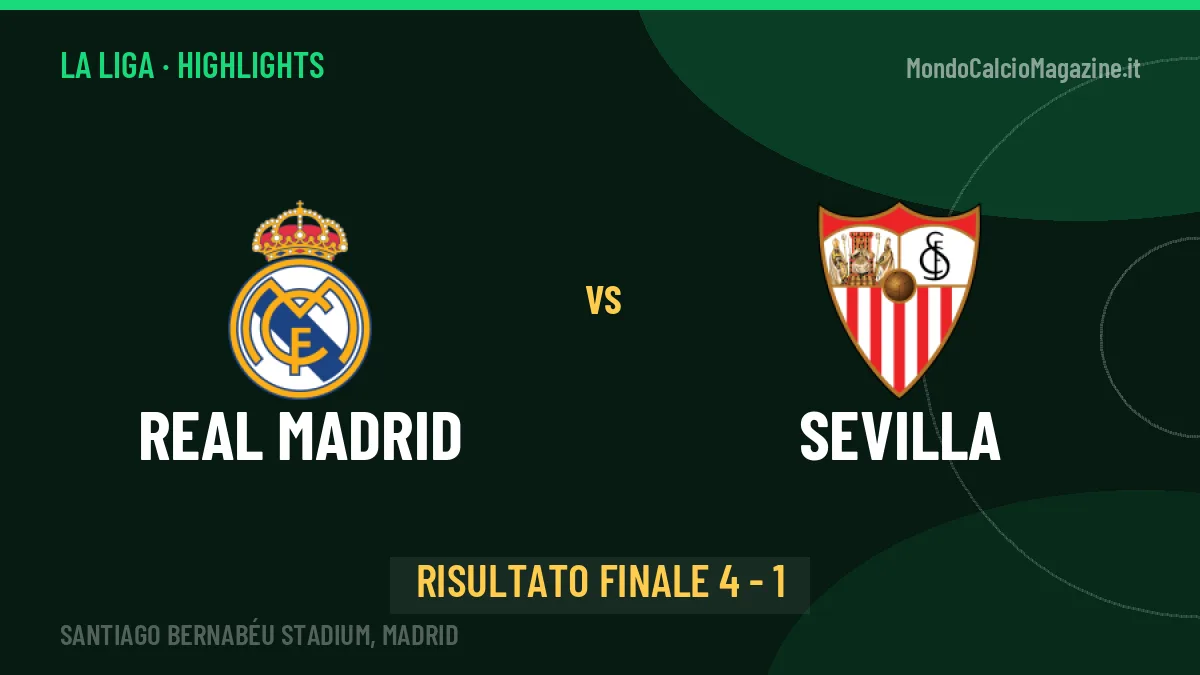 Real Madrid-Sevilla: il video degli highlights e il tabellino (4-1)