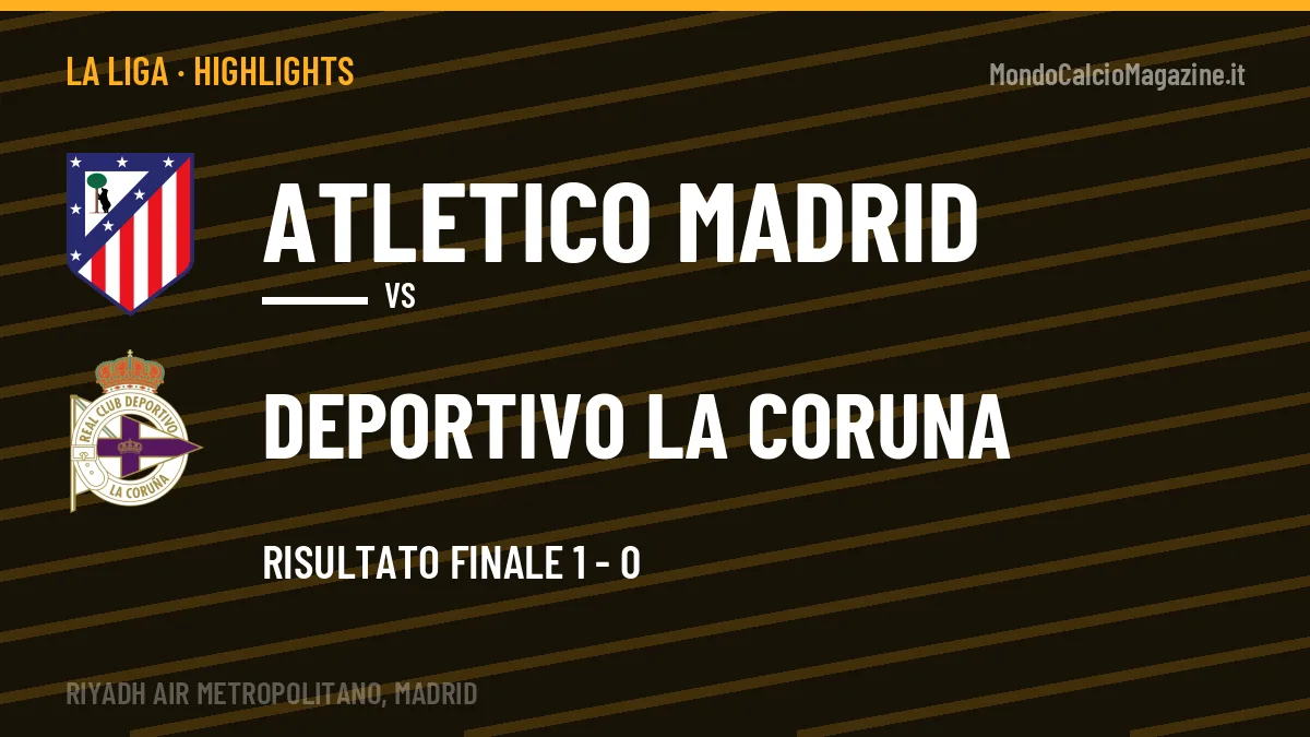 Rivedi Atletico Madrid-Deportivo La Coruna: highlights, gol e momenti chiave della partita