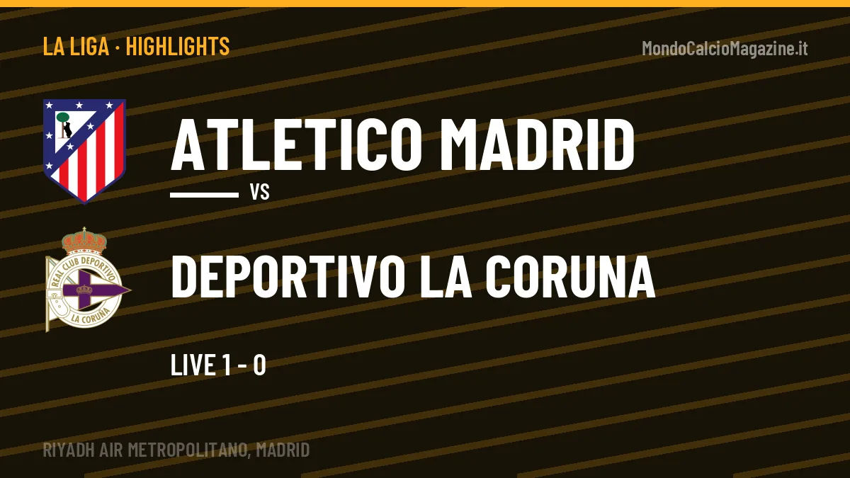 Rivedi Atletico Madrid-Deportivo La Coruna: highlights, gol e momenti chiave della partita