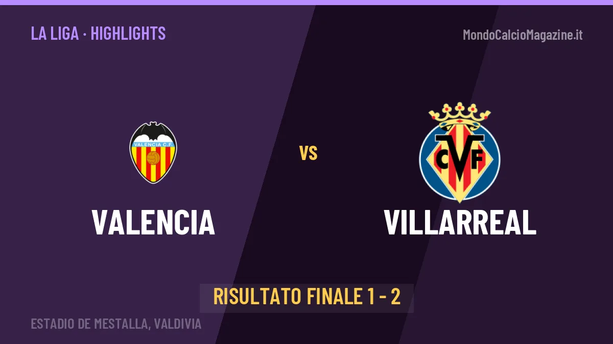 Valencia-Villarreal: il video degli highlights e il tabellino (1-2)