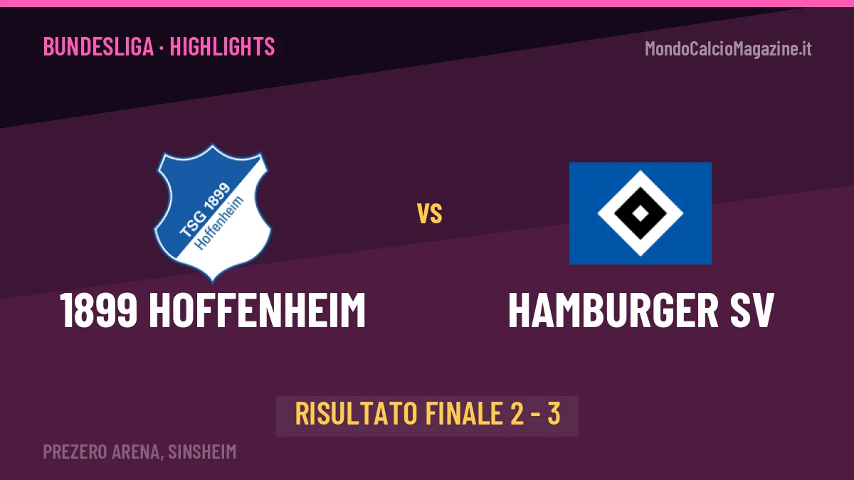 1899 Hoffenheim-Hamburger SV, sintesi e gol: gli highlights di Bundesliga
