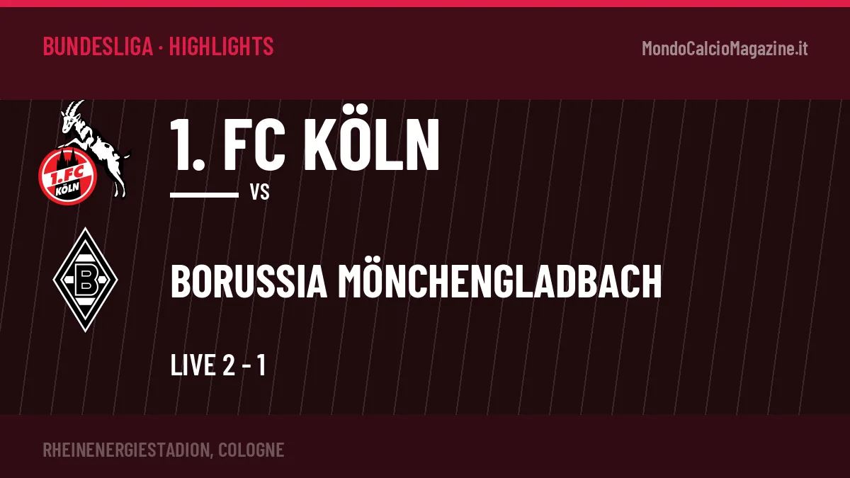 Video 1. FC Köln-Borussia Mönchengladbach: highlights e gol della partita di Bundesliga