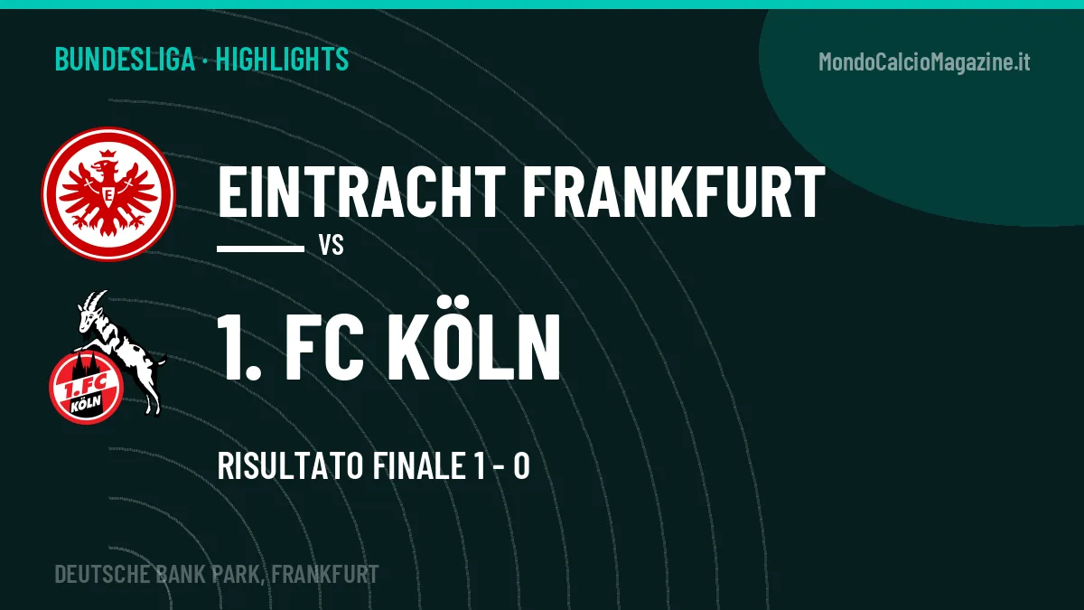 Highlights e gol Eintracht Frankfurt-1. FC Köln: la sintesi della 6ª giornata