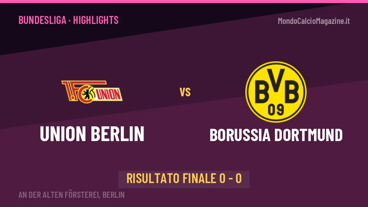 Union Berlin-Borussia Dortmund 0-0: video gol, azioni salienti e statistiche
