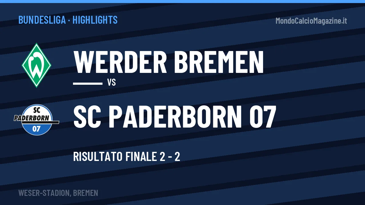 Highlights Bundesliga: Werder Bremen-SC Paderborn 07 2-2 in video