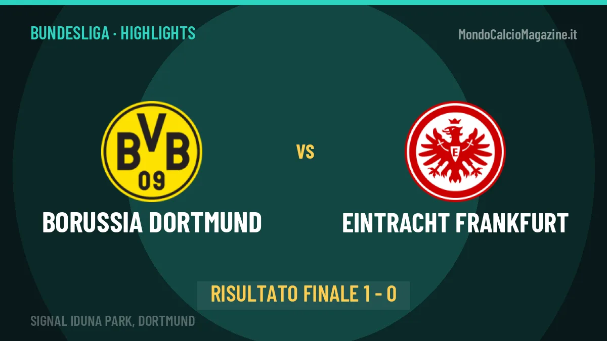 Borussia Dortmund-Eintracht Frankfurt 1-0, gli highlights: tutti i gol in video