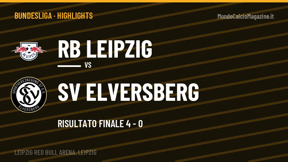 Video RB Leipzig-SV Elversberg: highlights e gol della partita di Bundesliga
