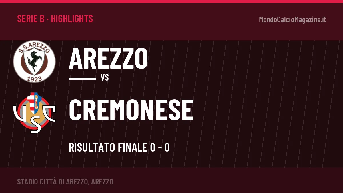 Highlights Serie B: Arezzo-Cremonese 0-0 in video