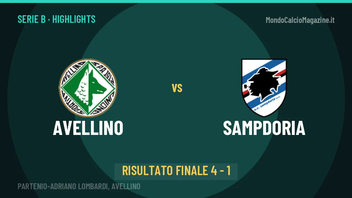 Avellino-Sampdoria 4-1: highlights, video, azioni e gol del match