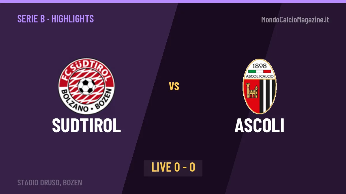 Sudtirol-Ascoli: video gol, azioni salienti e statistiche