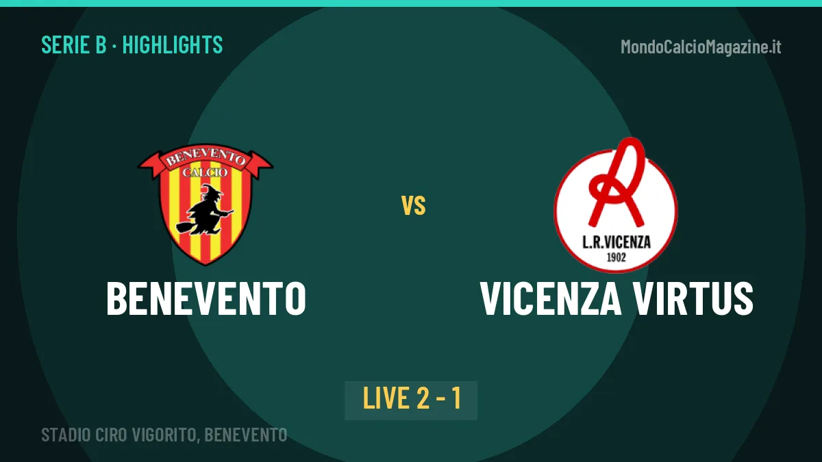 Benevento-Vicenza Virtus, sintesi e gol: gli highlights di Serie B