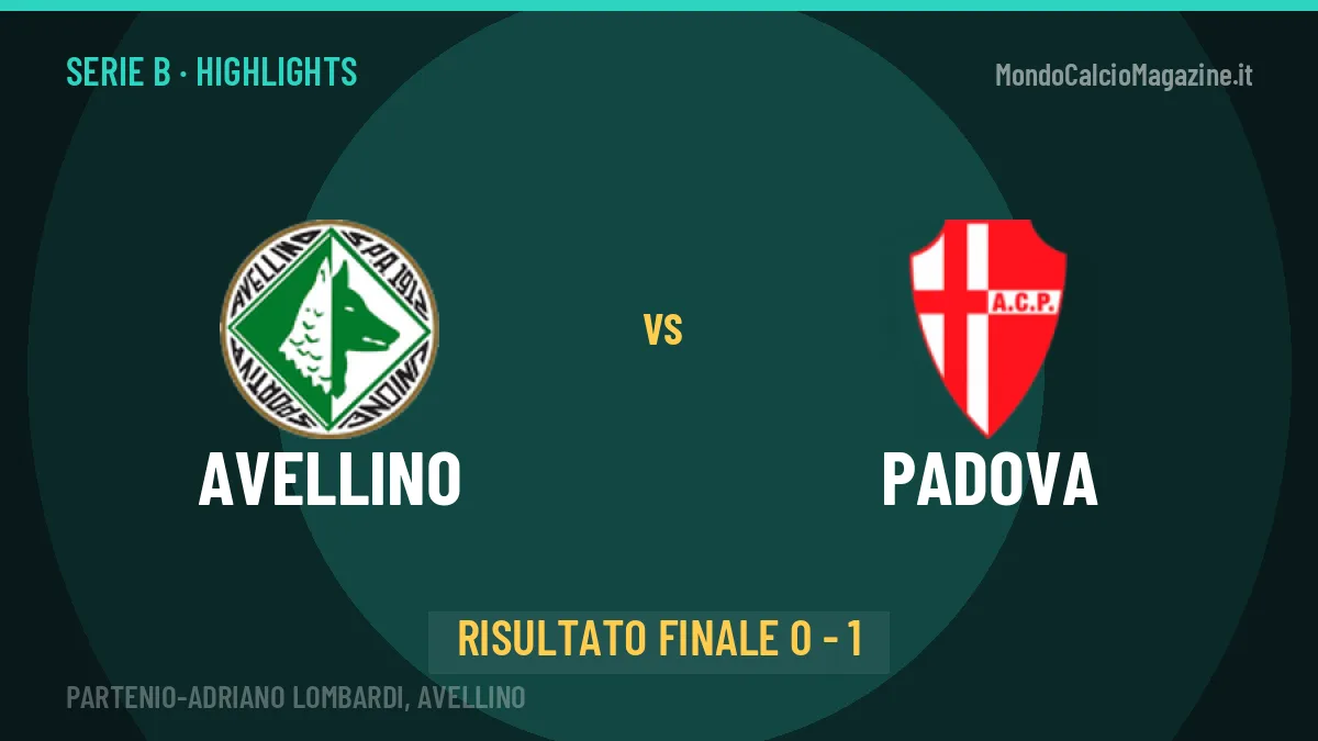 Avellino-Padova 0-1: video gol, azioni salienti e statistiche