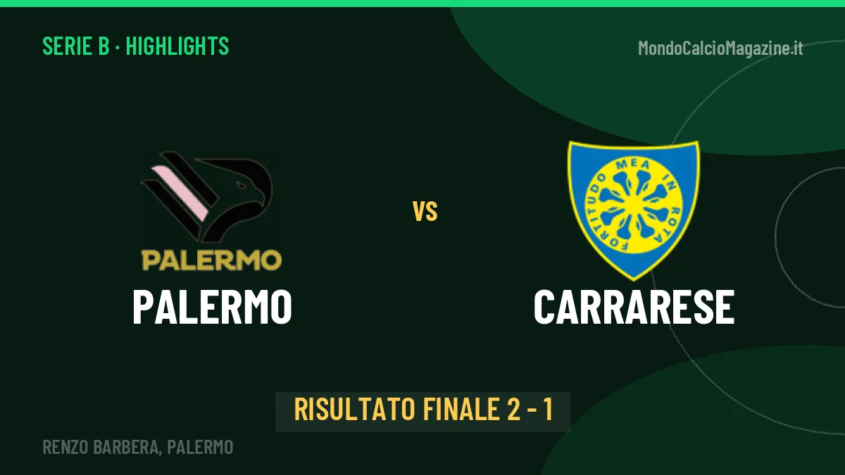 Palermo-Carrarese 2-1, gli highlights: tutti i gol in video