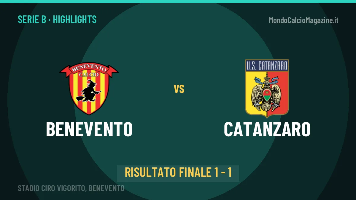 Benevento-Catanzaro highlights: video, marcatori e statistiche