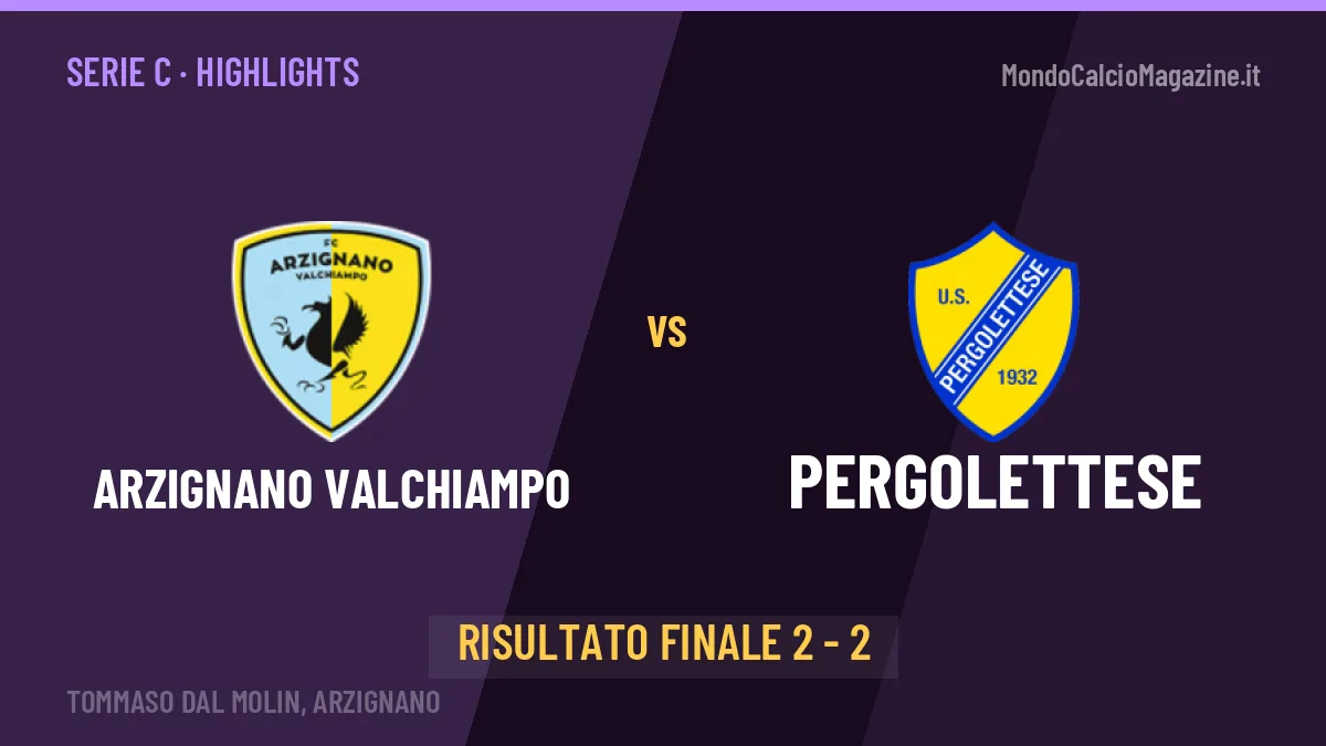 Arzignano Valchiampo-Pergolettese 2-2, gli highlights: tutti i gol in video