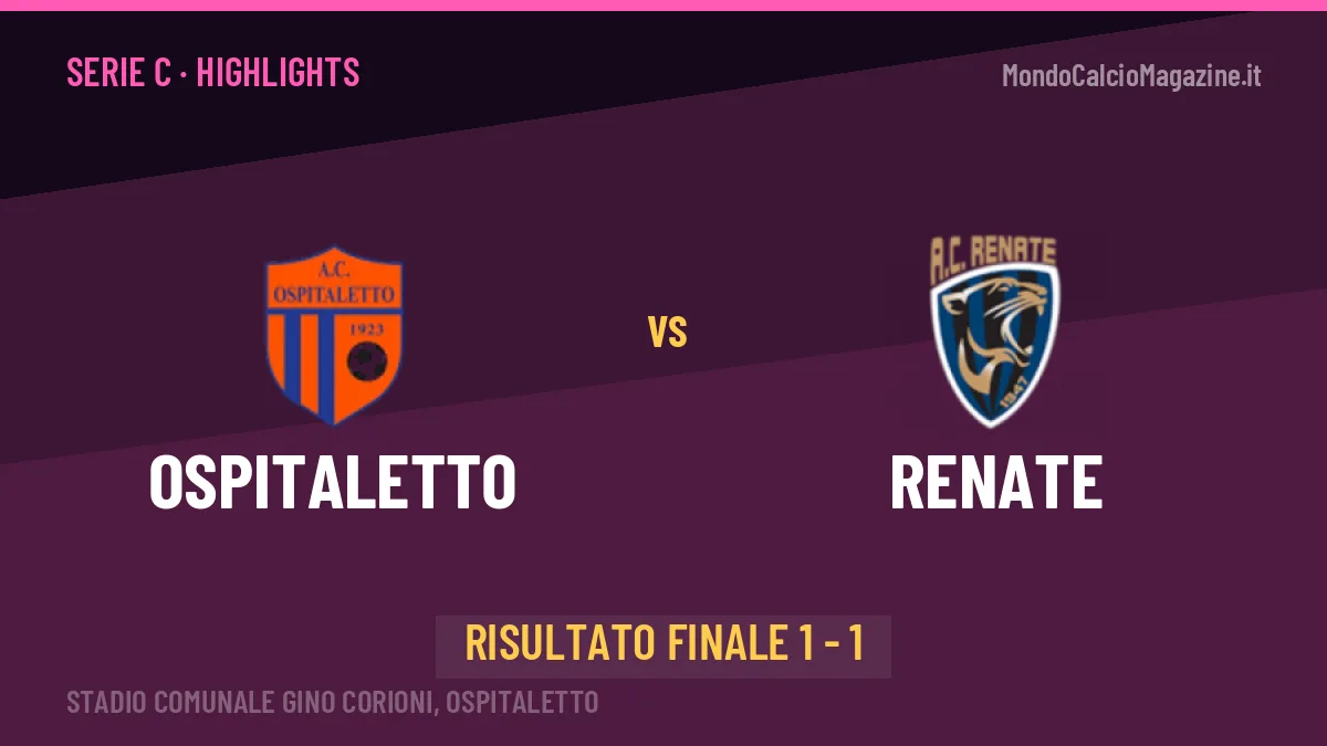 Ospitaletto-Renate 1-1: video gol, azioni salienti e statistiche