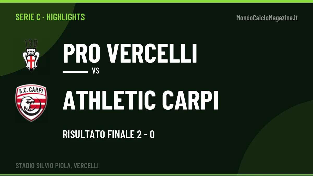 Rivedi PRO Vercelli-Athletic Carpi: highlights, gol e momenti chiave della partita