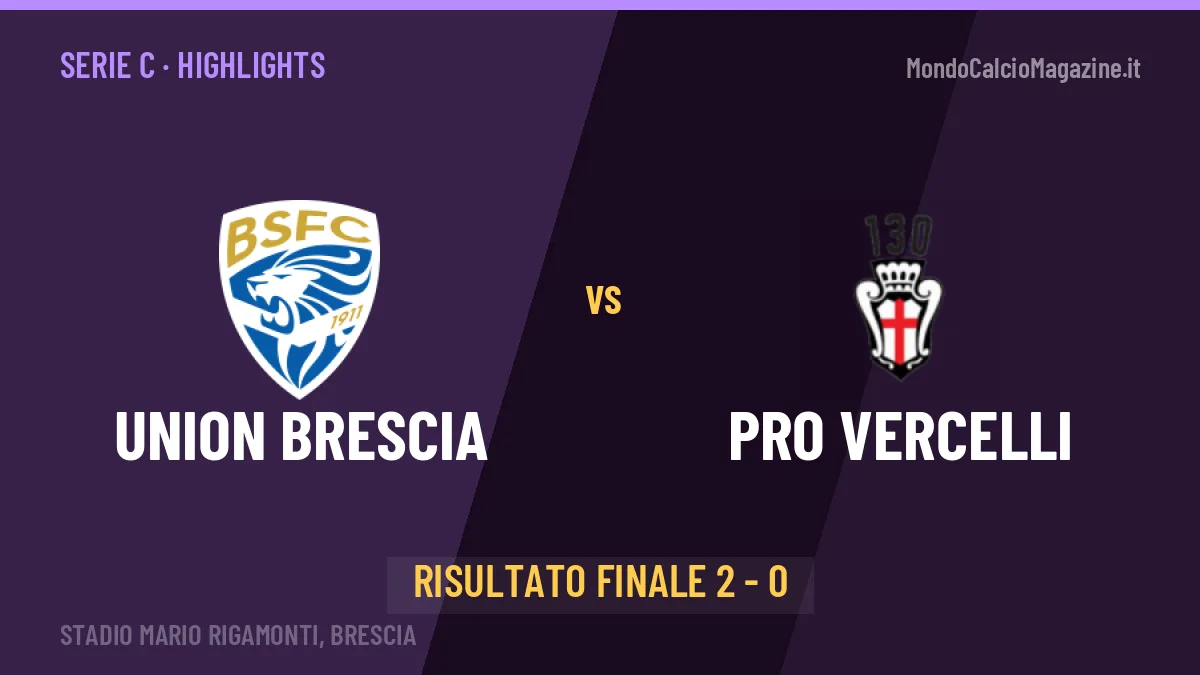 Union Brescia-PRO Vercelli 2-0: highlights, video, azioni e gol del match