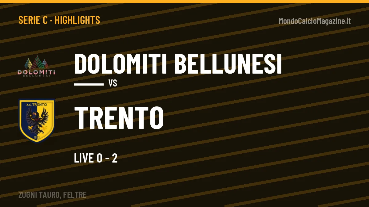 Highlights Dolomiti Bellunesi-Trento: gol e sintesi della partita
