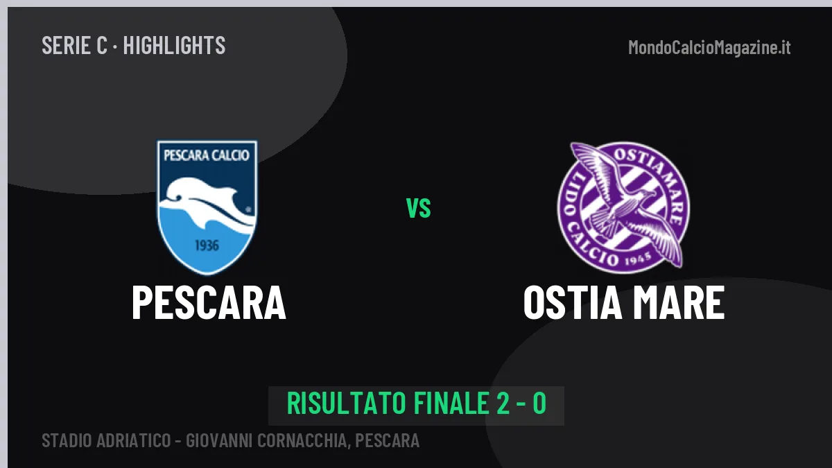 Pescara-Ostia Mare, sintesi e gol: gli highlights di Serie C