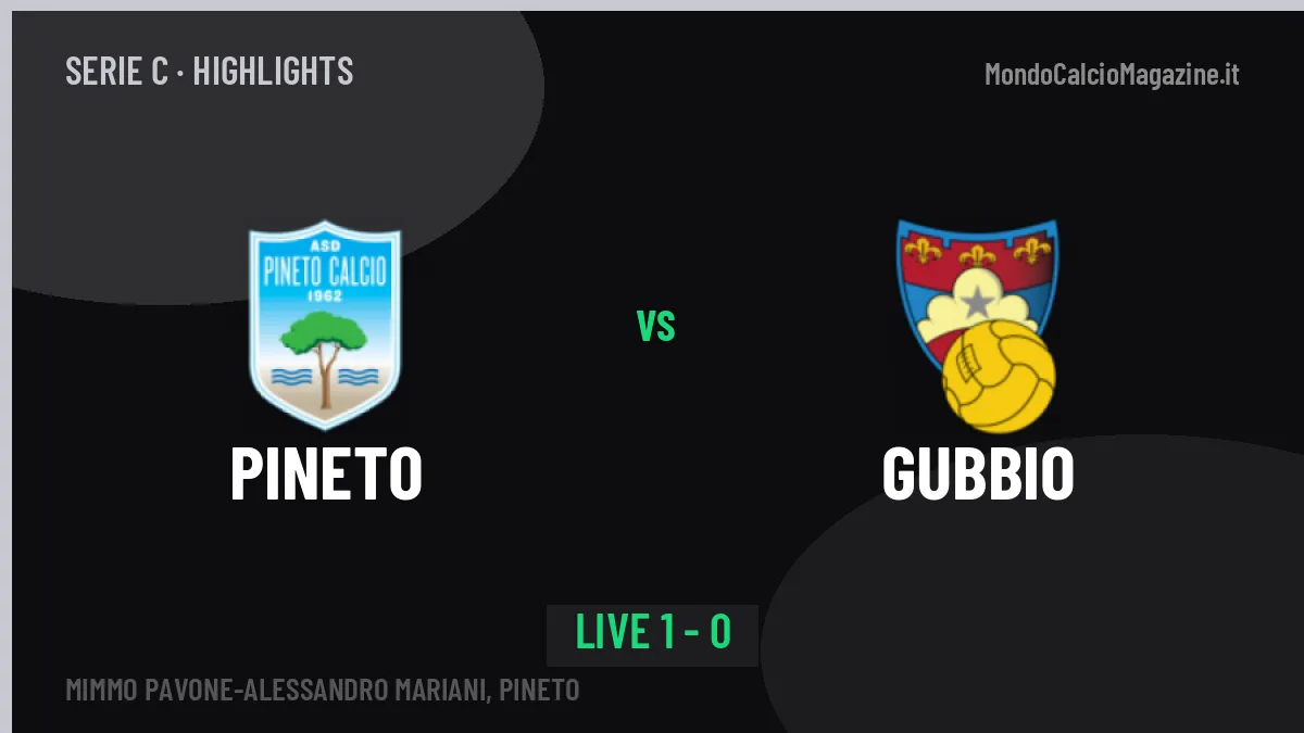 Pineto-Gubbio: video gol, azioni salienti e statistiche