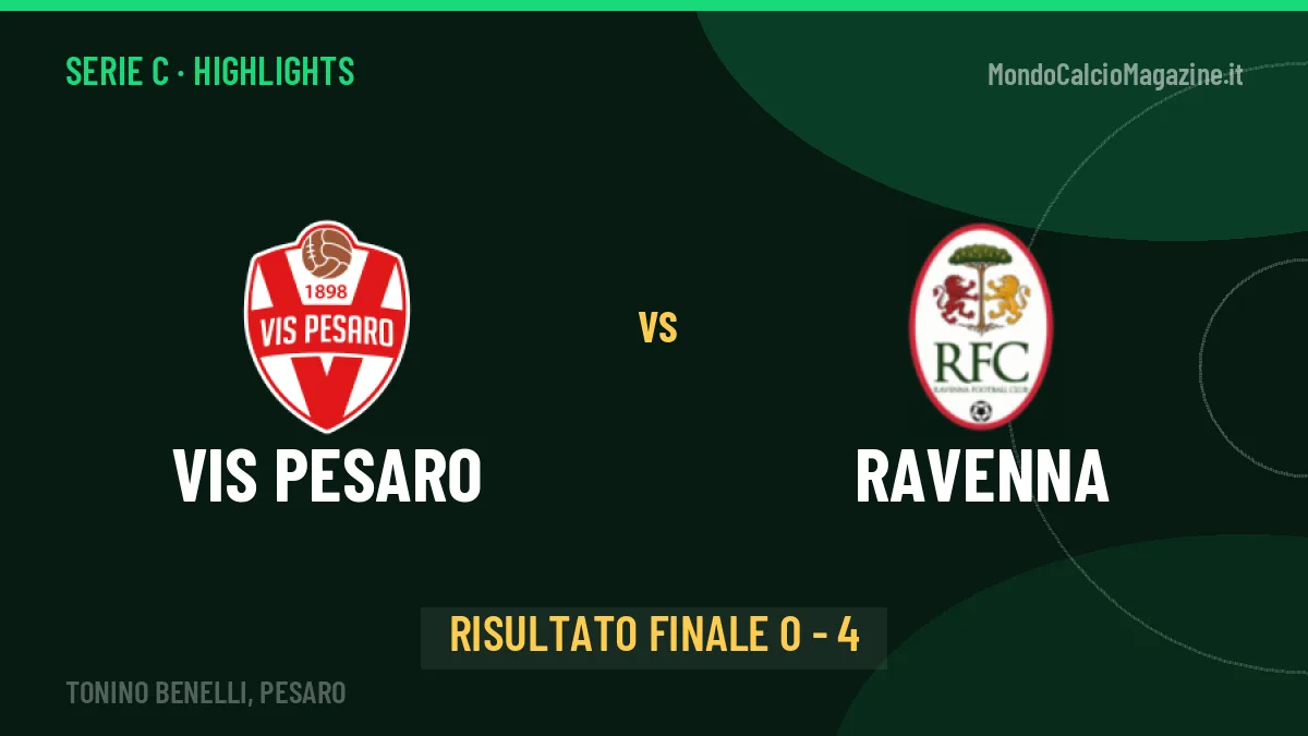 Vis Pesaro-Ravenna 0-4: highlights, video, azioni e gol del match