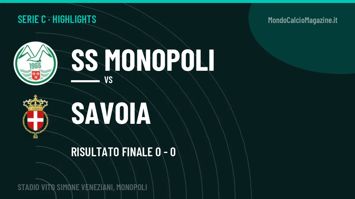 Highlights Serie C: SS Monopoli-Savoia 0-0 in video