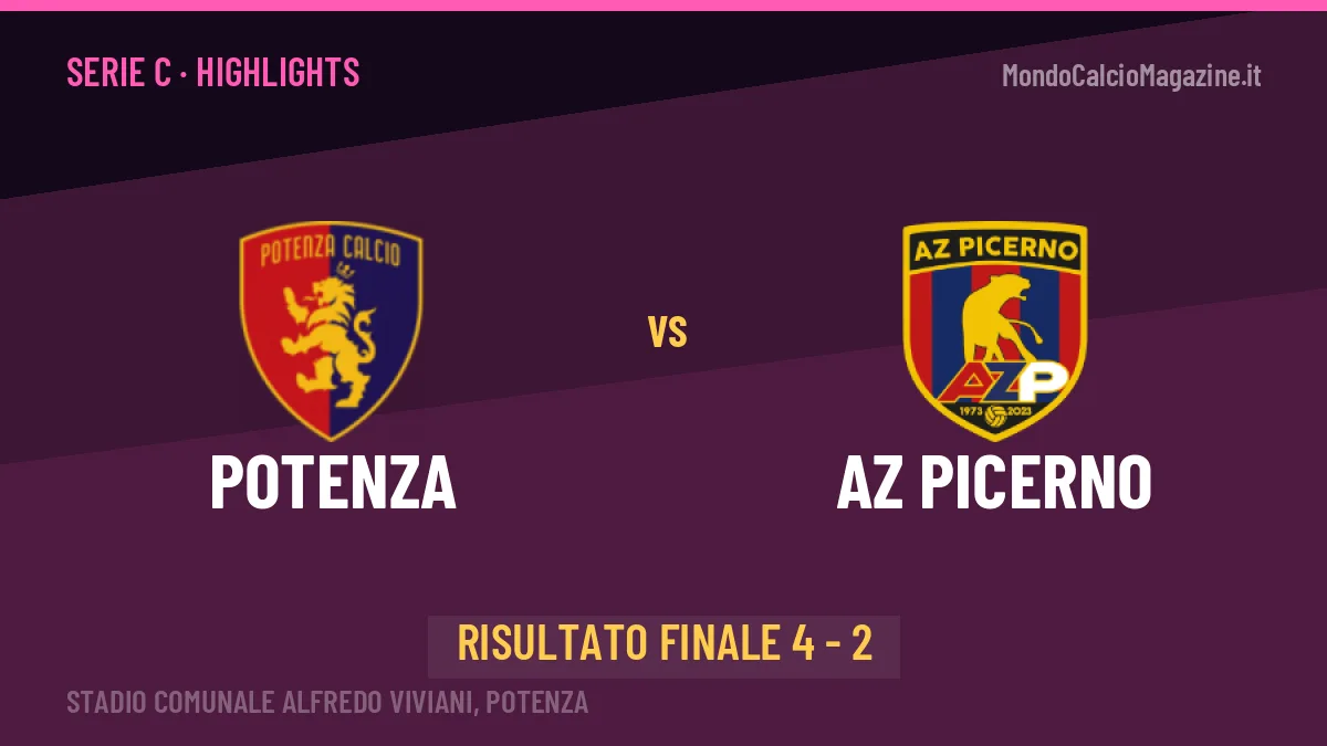 Potenza-AZ Picerno 4-2: highlights, video, azioni e gol del match