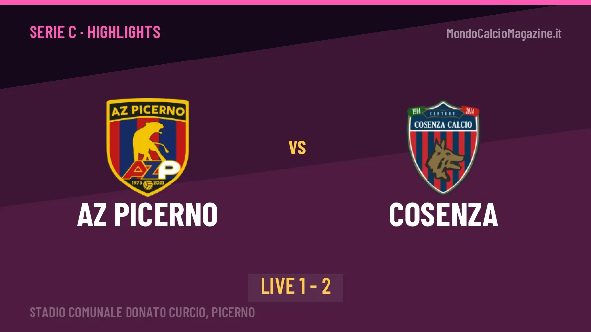 AZ Picerno-Cosenza, sintesi e gol: gli highlights di Serie C
