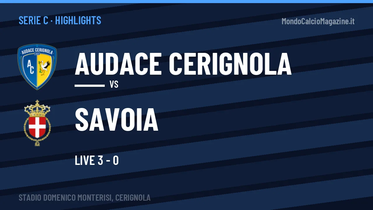 Highlights Audace Cerignola-Savoia: gol e sintesi della partita