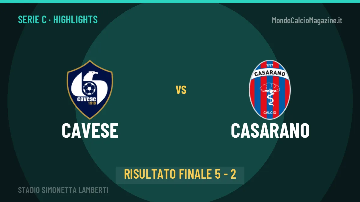 Cavese-Casarano: il video degli highlights e il tabellino (5-2)
