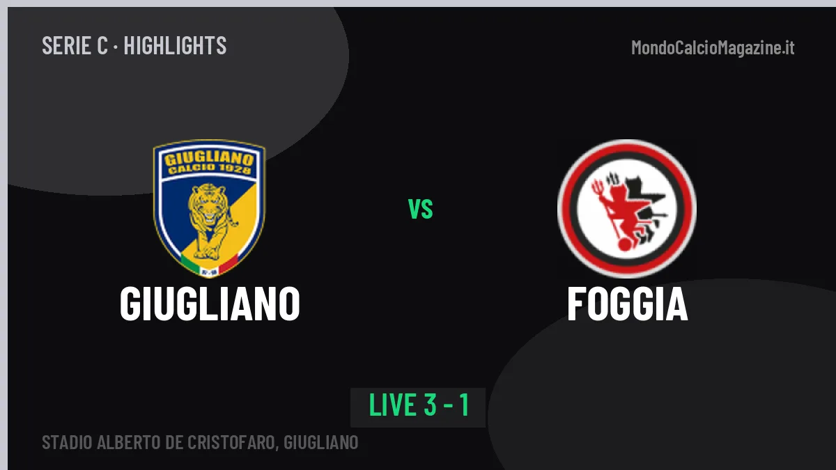 Giugliano-Foggia highlights: video, marcatori e statistiche