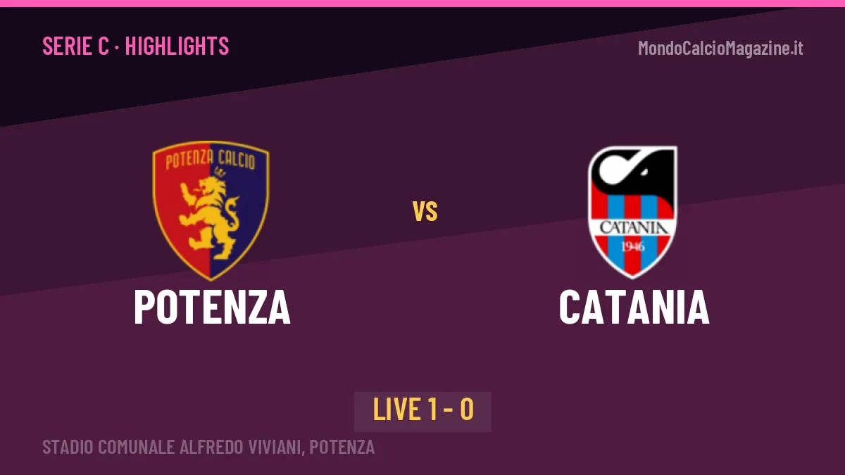 Potenza-Catania: video gol, azioni salienti e statistiche