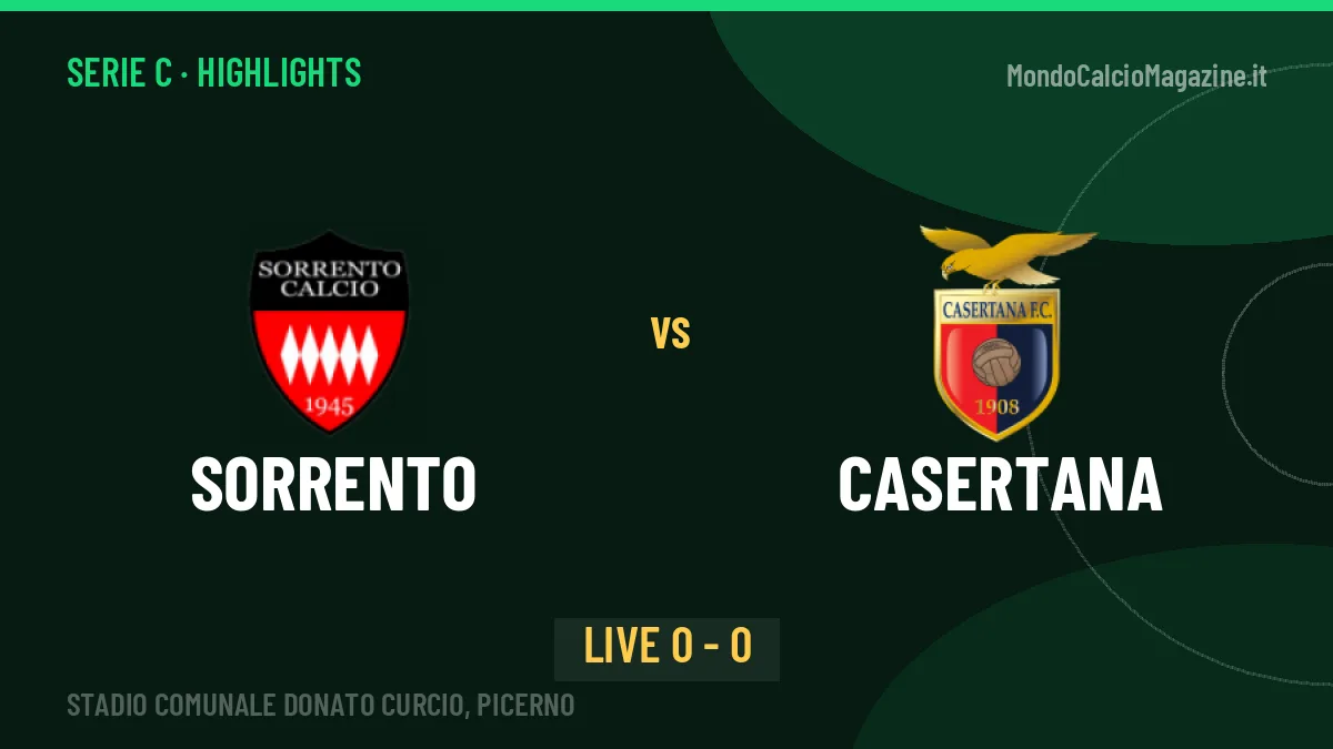 Sorrento-Casertana, sintesi e gol: gli highlights di Serie C