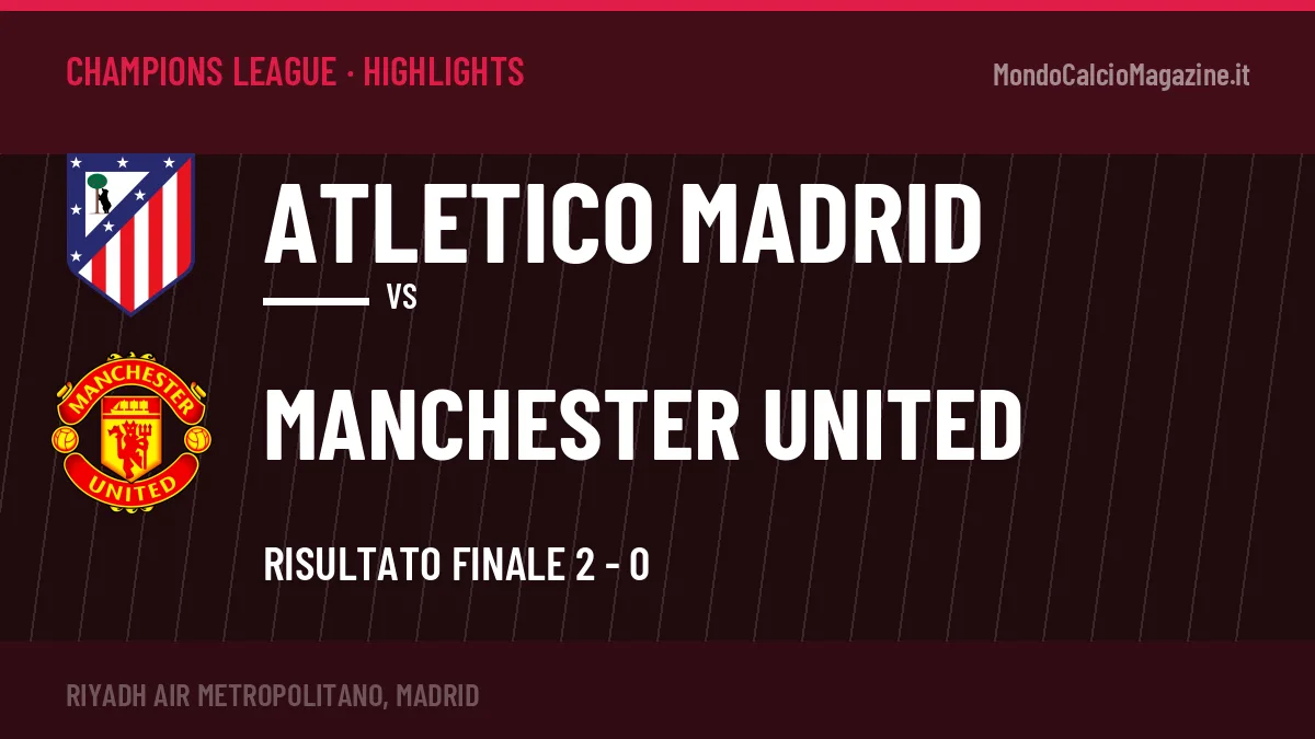 Highlights Champions League: Atletico Madrid-Manchester United 2-0 in video