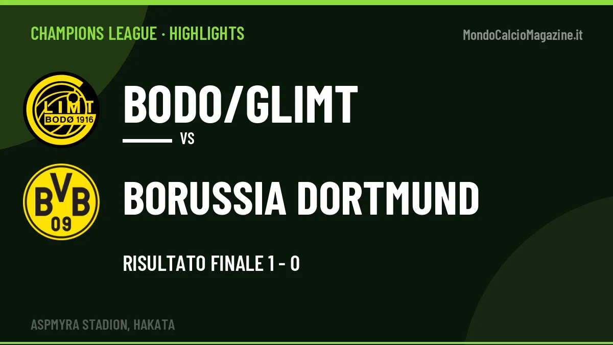 Video Bodo/Glimt-Borussia Dortmund: highlights e gol della partita di Champions League